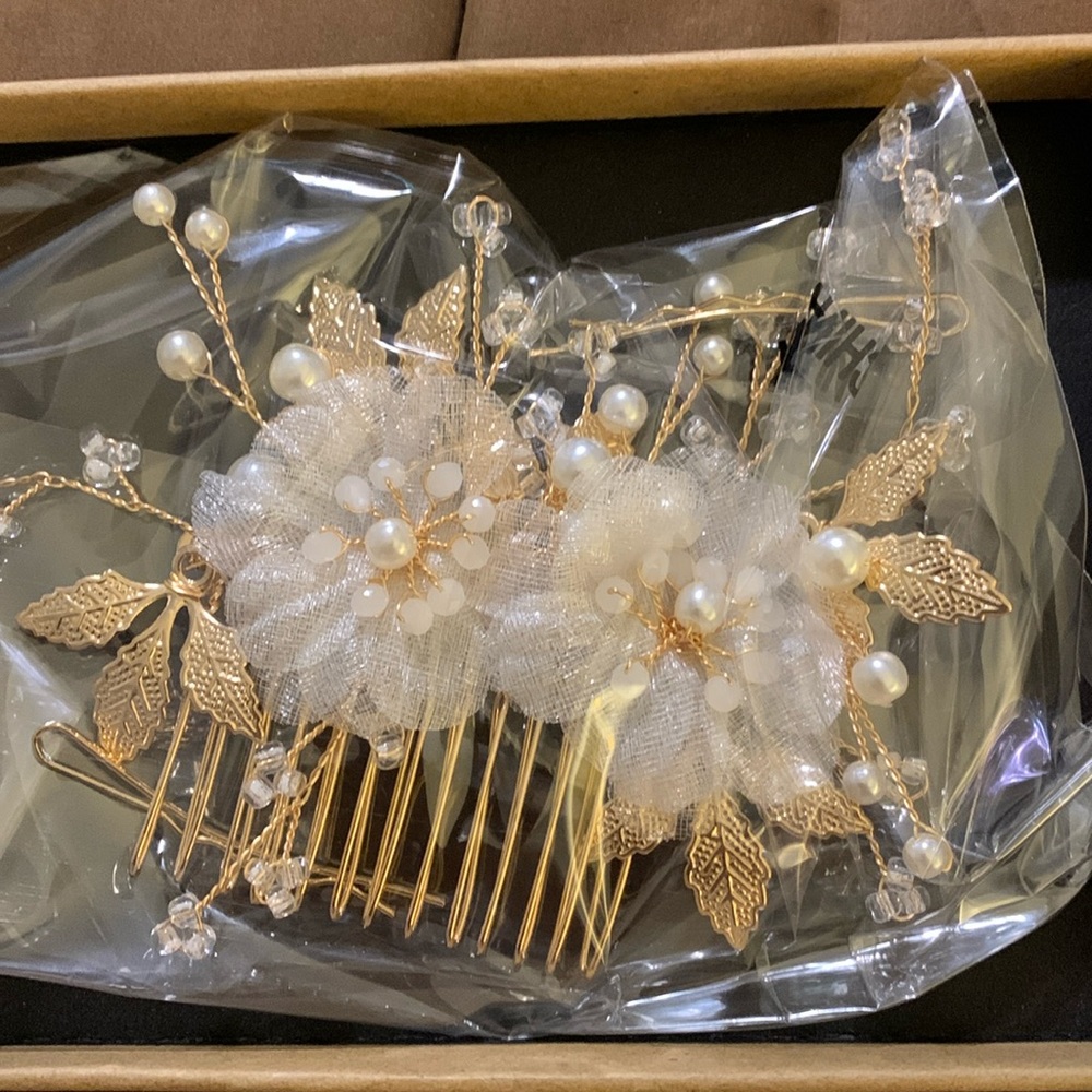 Bridal floral hair clip.